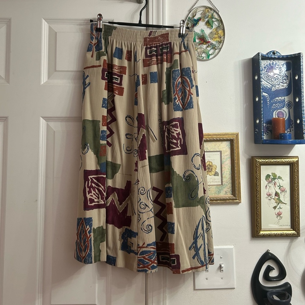 90s cottage boho midi skirt - 90s Alfred Dunner printed skirt size 8